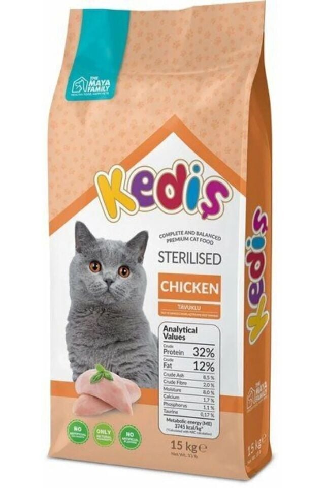 Yetişkin Kısırlaştırılmış Kedi Maması Tavuklu 15 KG