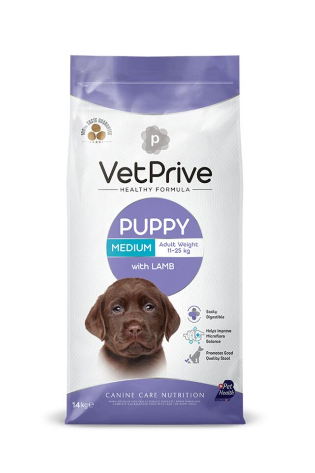 Vet Prive Orta ve İri Irk Yavru Köpek Maması Kuzu Etli 14 Kg