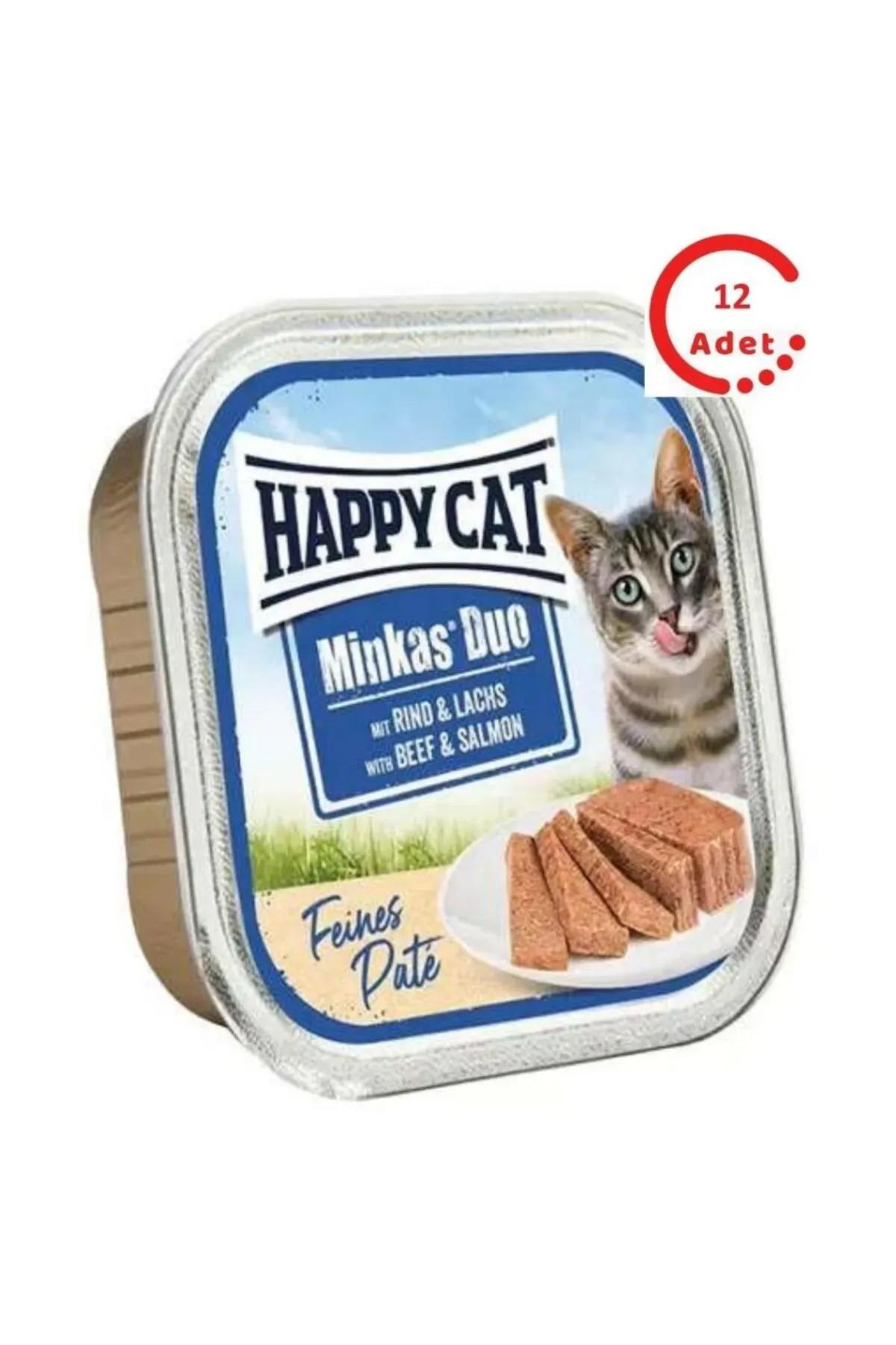 Happy Cat Minkas Duo Somon ve Sığır Etli Yetişkin Kedi Konservesi 100gr x 12 Adet