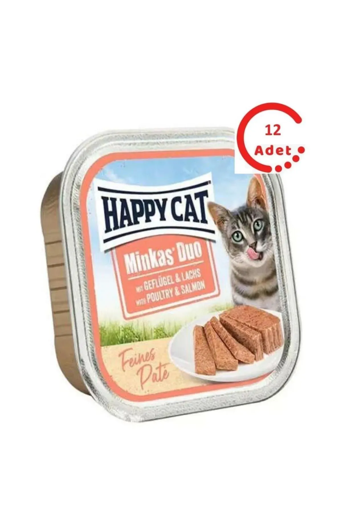 Happy Cat Minkas Duo Tavuk ve Somonlu Yetişkin Kedi Konservesi 100gr x 12 Adet